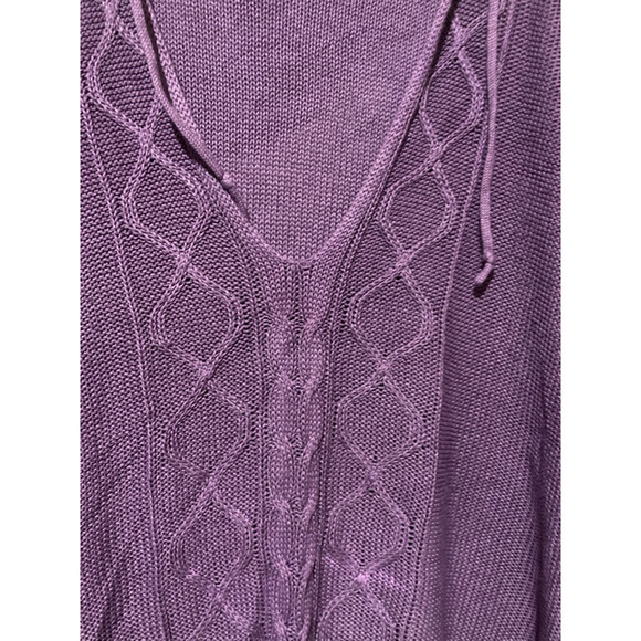 Lane Bryant Pullover Sweater Women's 18/20 W Plus Purple Hooded Short Sleeve Tie - Picture 6 of 7